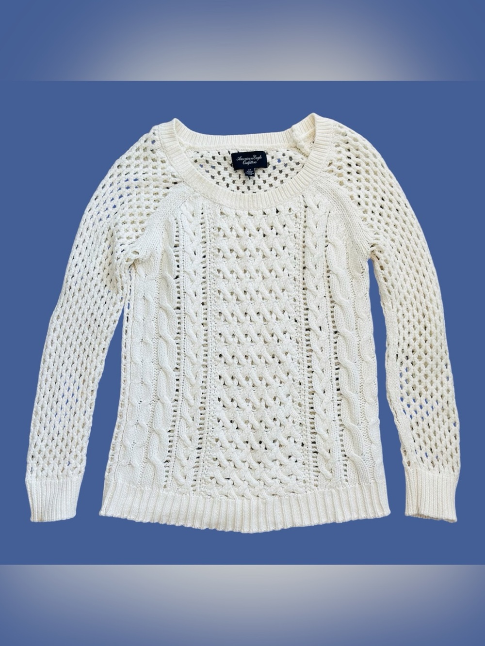 American Eagle Outfitters Cream Cable Knit Sweater size S